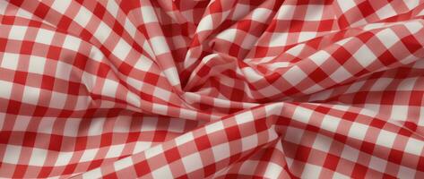 red and white checkered fabric photo