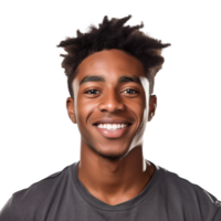 Close-Up of a Smiling Black Male University Student, Isolated on a Transparent Background,  Celebrating Academic Success and Confidence, Ai generative png