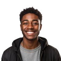 Close-Up of a Smiling Black Male University Student, Isolated on a Transparent Background,  Celebrating Academic Success and Confidence, Ai generative png