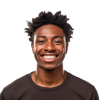 Close-Up of a Smiling Black Male University Student, Isolated on a Transparent Background,  Celebrating Academic Success and Confidence, Ai generative png