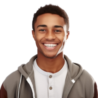 Close-Up of a Smiling Black Male University Student, Isolated on a Transparent Background,  Celebrating Academic Success and Confidence, Ai generative png