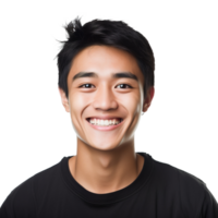 Close-Up of a Smiling Asian Male University Student, Isolated on a Transparent Background,  Celebrating Academic Success and Confidence, Boy Life, Ai generative png