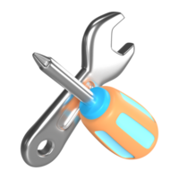 Screwdriver and wrench 3D Illustration Icon png