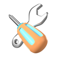 Chave de fenda e chave inglesa 3d ilustração ícone png