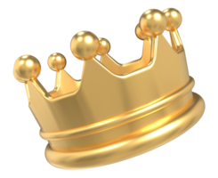 Gold crown 3d icon. Shiny gold crown. Royal majesty symbol. 3D rendering png
