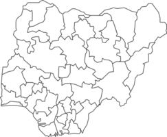 Karta av nigeria med detaljerad Land Karta, linje Karta. png