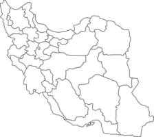 Map of Iran with detailed country map, line map. png