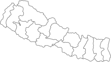 Map of Nepal with detailed country map, line map. png