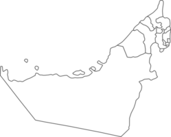 mapa de unido árabe emiratos con detallado país mapa, línea mapa. png