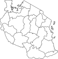 mapa de Tanzania con detallado país mapa, línea mapa. png