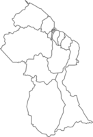 Map of Guyana with detailed country map, line map. png