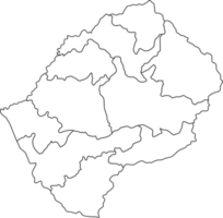Karta av lesotho med detaljerad Land Karta, linje Karta. png