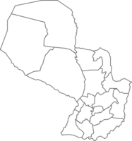 mapa de paraguay con detallado país mapa, línea mapa. png
