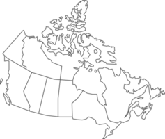 Map of Canada with detailed country map, line map. png