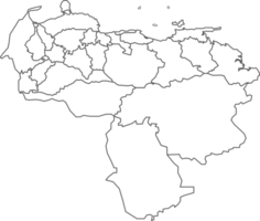 mapa de Venezuela con detallado país mapa, línea mapa. png