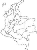 Karte von Kolumbien mit detailliert Land Karte, Linie Karte. png