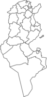 Map of Tunisia with detailed country map, line map. png