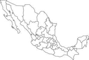 Map of Mexico with detailed country map, line map. png