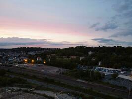 Aerial View of Illuminated Luton City of England UK after Sunset During Night of Summer. Image Was Captured with Drone's Camera on Sep 1st, 2023 photo