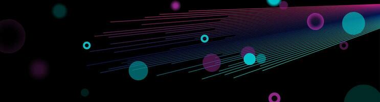 Blue purple neon minimal lines and circles abstract background vector