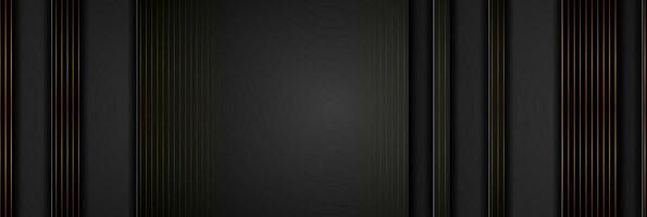 Black stripes and golden lines abstract technology background vector