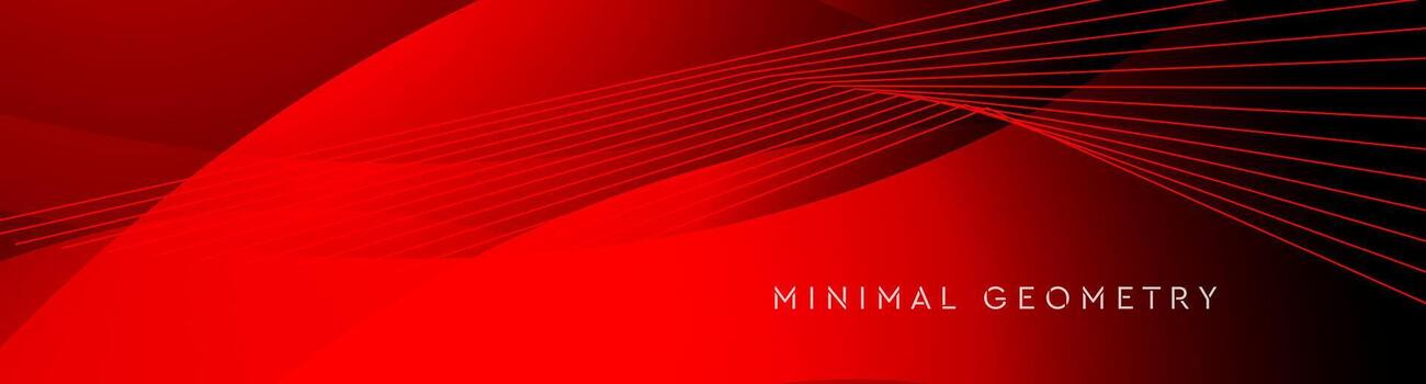 mínimo rojo geometría bandera con olas y líneas vector