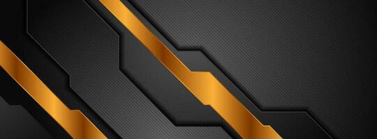 Black bronze tech geometric abstract background vector