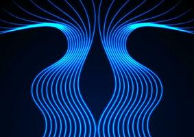 Blue neon curved waves abstract futuristic geometric background vector