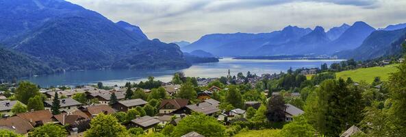 St. Gilgen village and Wolfgangsee lake, Austria photo