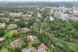 Ariel Footage of Attractive Tourist Destination at Bournemouth City Sandy Beach and Ocean of England Great Britain, Aerial Footage Captured with Drone's Camera on August 23rd, 2023 During sunny Day. photo