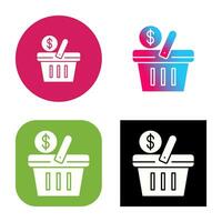 icono de vector de cesta de compras