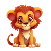 Cute baby cartoon lion ai generative png