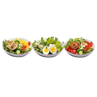 Rico platos de ensalada desde verde hojas mezcla y vegetal ai generativo png