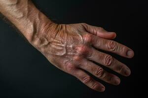 un persona tiene dolor en el mano foto