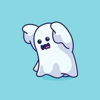 Cute angry ghost cartoon vector illustration halloween holiday concept icon isolated