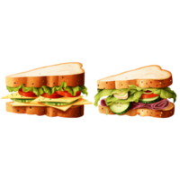 Delicious sandwich set png ai generative