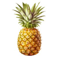 Fresh pineapple with leaves isolated ai generative png