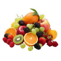 Fresh bright fruits and berries png ai generative