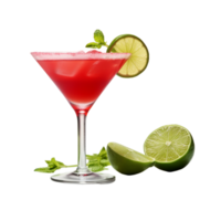 rosso cocktail con lime png ai generativo