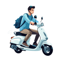 Man riding scooter ai generative png