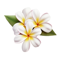 Plumeria flower with two leaves ai generative png