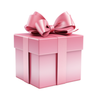 Valentines day pink gift box with pink ribbon bow ai generative png