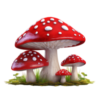 Beautiful red mushrooms png ai generative