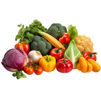 Group of fresh vegetable cutout png ai generative