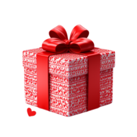 Valentine's Day red love gift box png ai generative