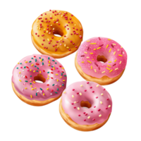 Set of beautiful appetizing multi-colored donuts ai generative png