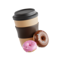 koffie kop donut 3d icoon png