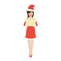 vrouw in de kerstman claus kleren Holding banier png