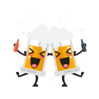 Two drunk beer glasses character png