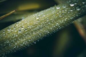 Early morning dew on a grass close up, macro, West sussex, UK photo